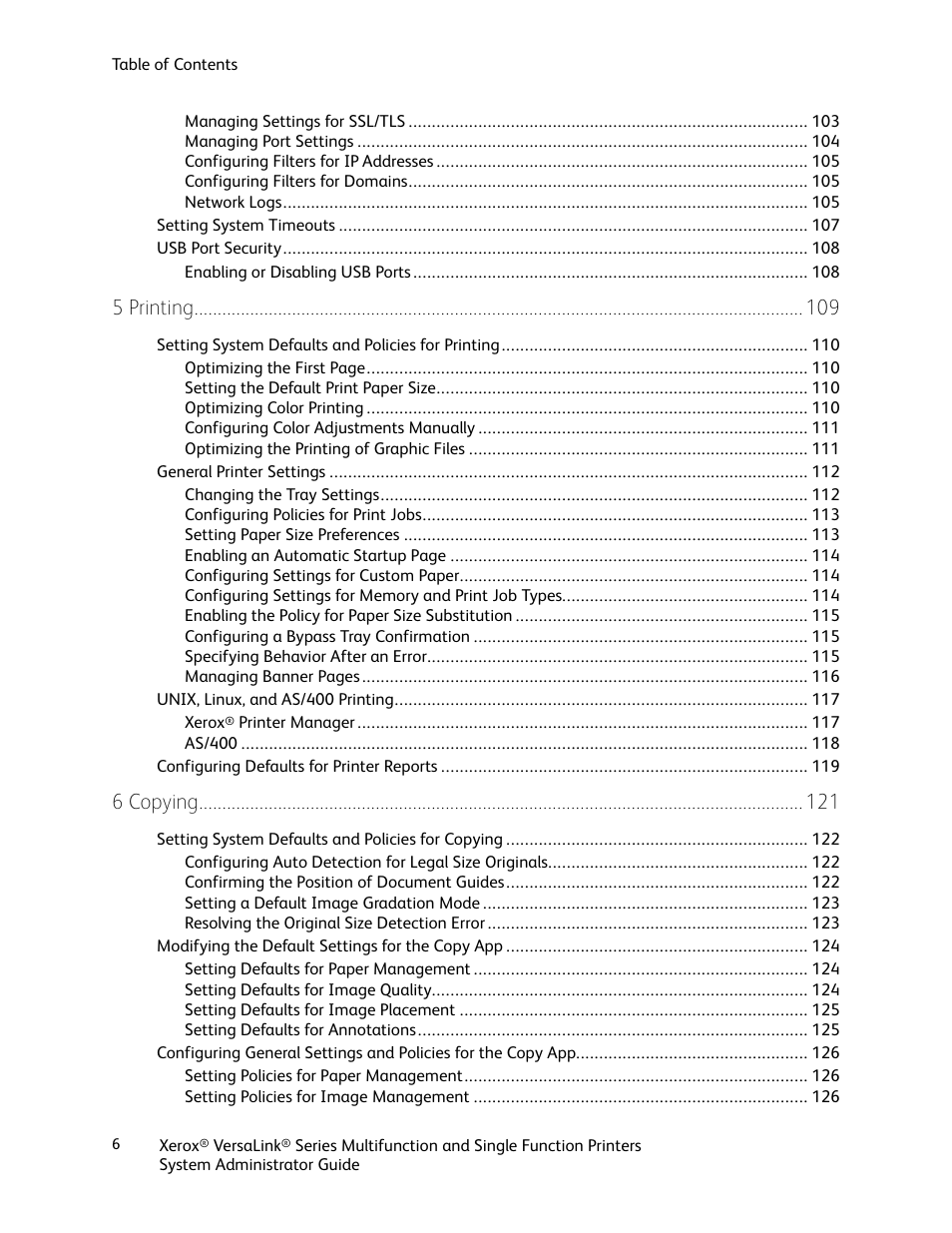 5 printing, 6 copying | Xerox VersaLink C500/DN Color Laser Printer User Manual | Page 6 / 204