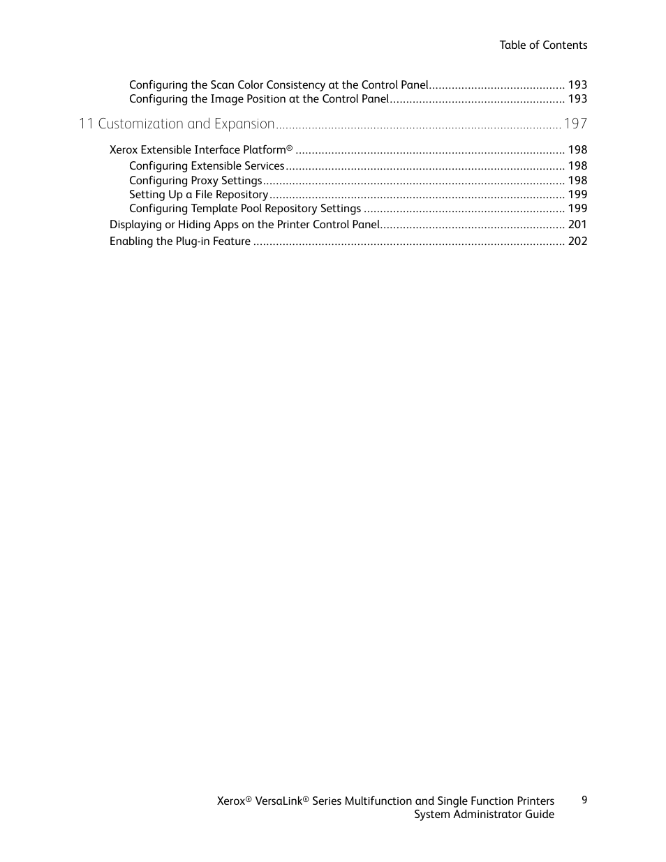 11 customization and expansion | Xerox VersaLink C500/DN Color Laser Printer User Manual | Page 9 / 204