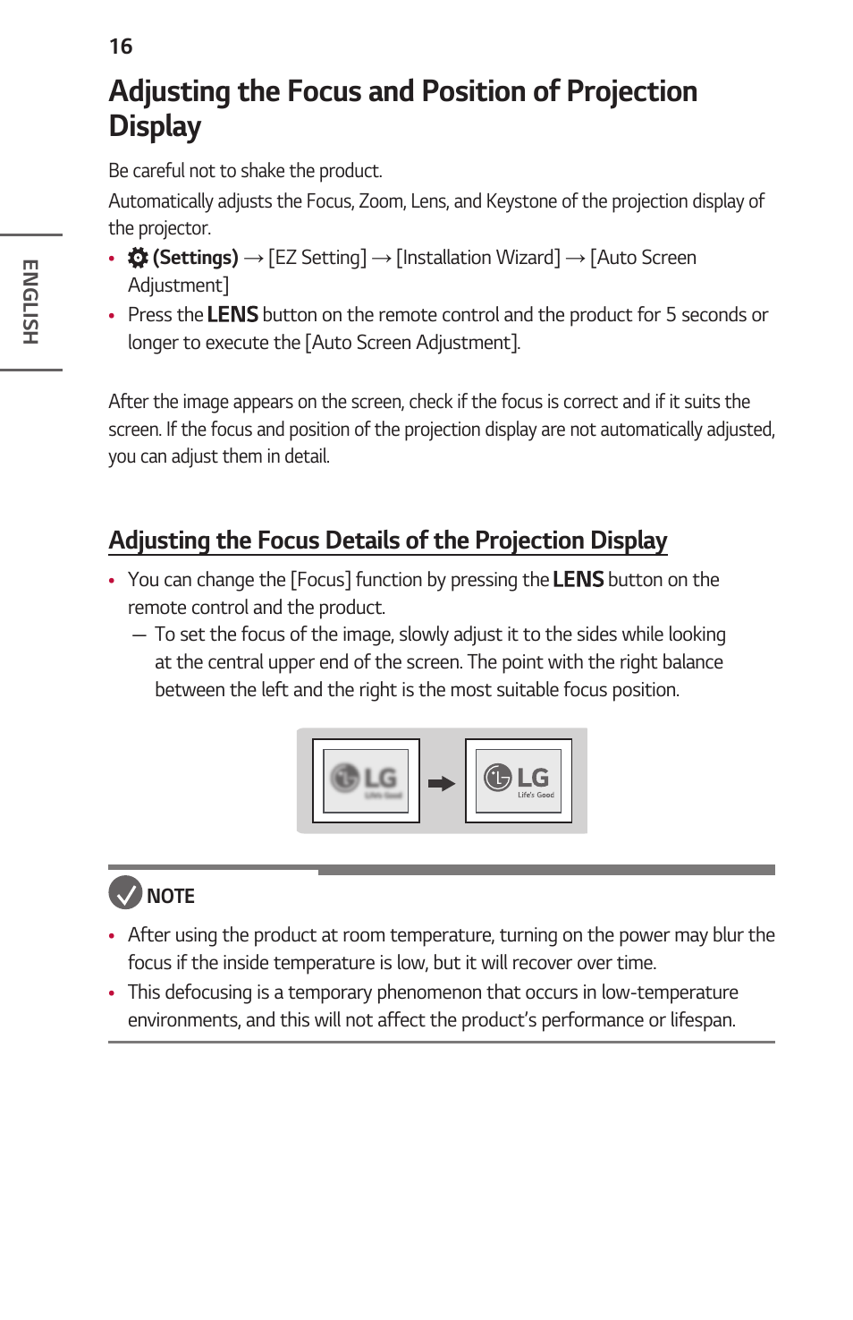 LG ProBeam BU70QGA 7000-Lumen 4K Laser SmProjector User Manual | Page 16 / 143