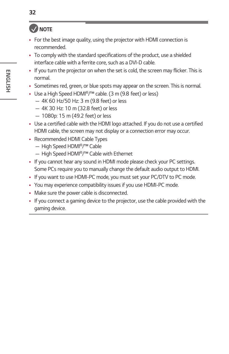 LG ProBeam BU70QGA 7000-Lumen 4K Laser SmProjector User Manual | Page 32 / 143