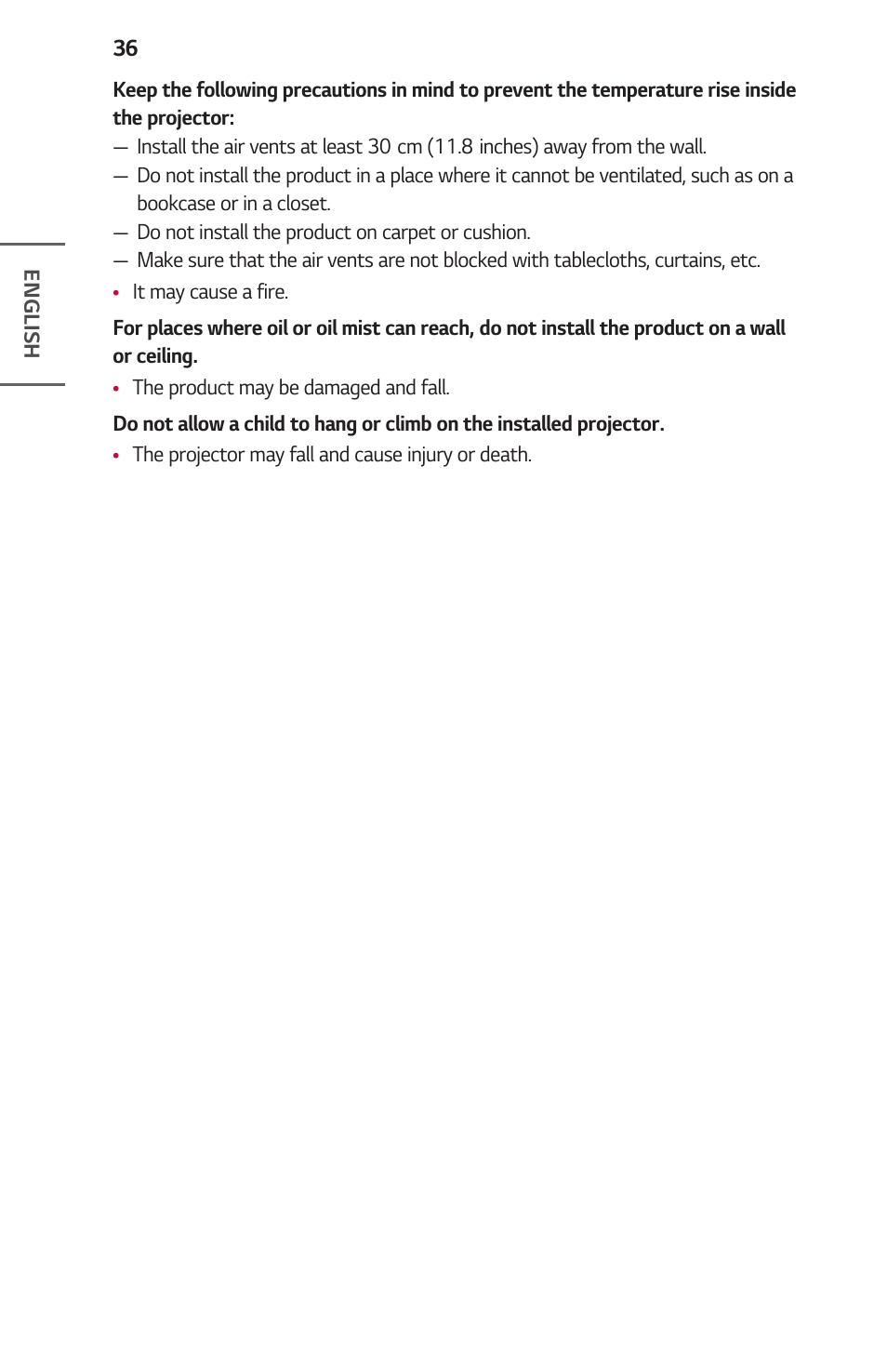 LG ProBeam BU70QGA 7000-Lumen 4K Laser SmProjector User Manual | Page 36 / 143