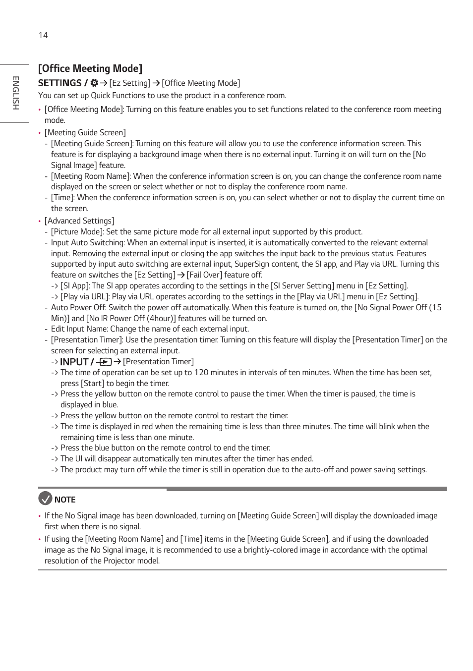 Office meeting mode | LG ProBeam BU70QGA 7000-Lumen 4K Laser SmProjector User Manual | Page 69 / 143