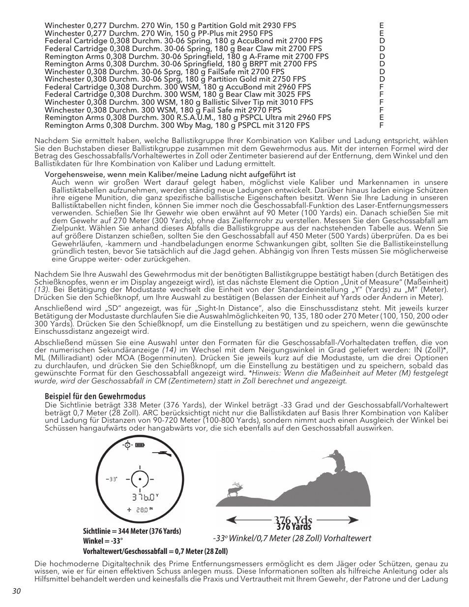 376 yards | Bushnell 6x24 Prime 1300 Laser Rangefinder (Black) User Manual | Page 30 / 42