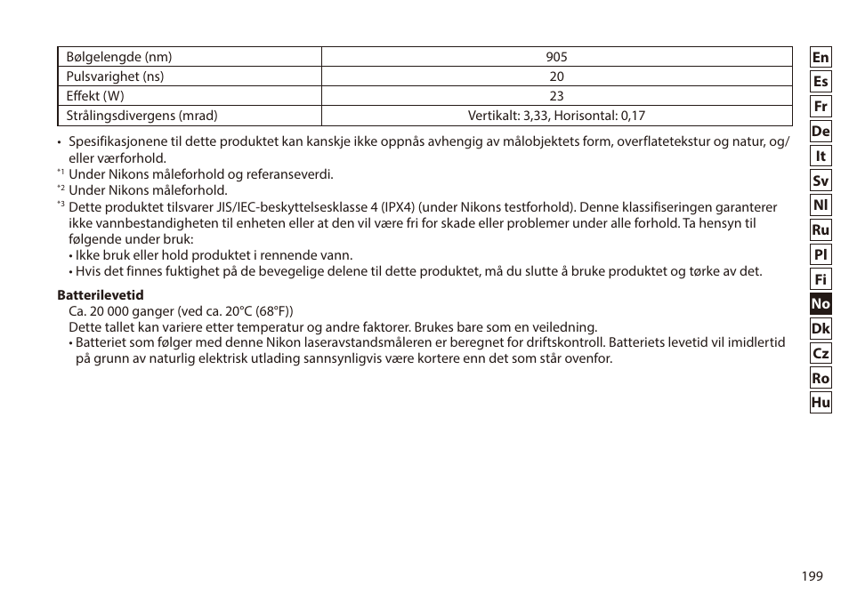Nikon 6x20 Prostaff 1000 Rangefinder User Manual | Page 199 / 276