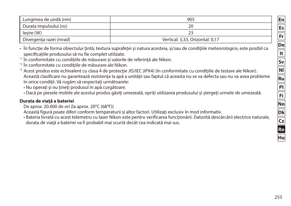 Nikon 6x20 Prostaff 1000 Rangefinder User Manual | Page 253 / 276