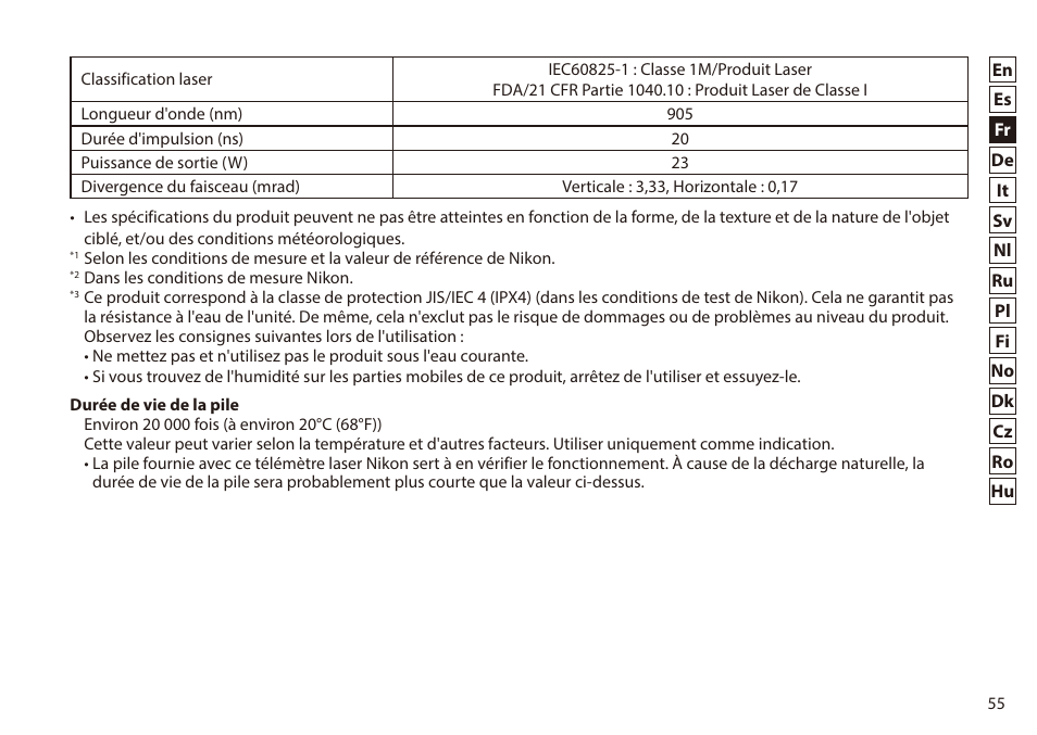 Nikon 6x20 Prostaff 1000 Rangefinder User Manual | Page 55 / 276