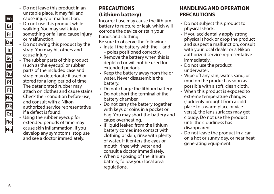 Nikon 6x20 Prostaff 1000 Rangefinder User Manual | Page 6 / 276