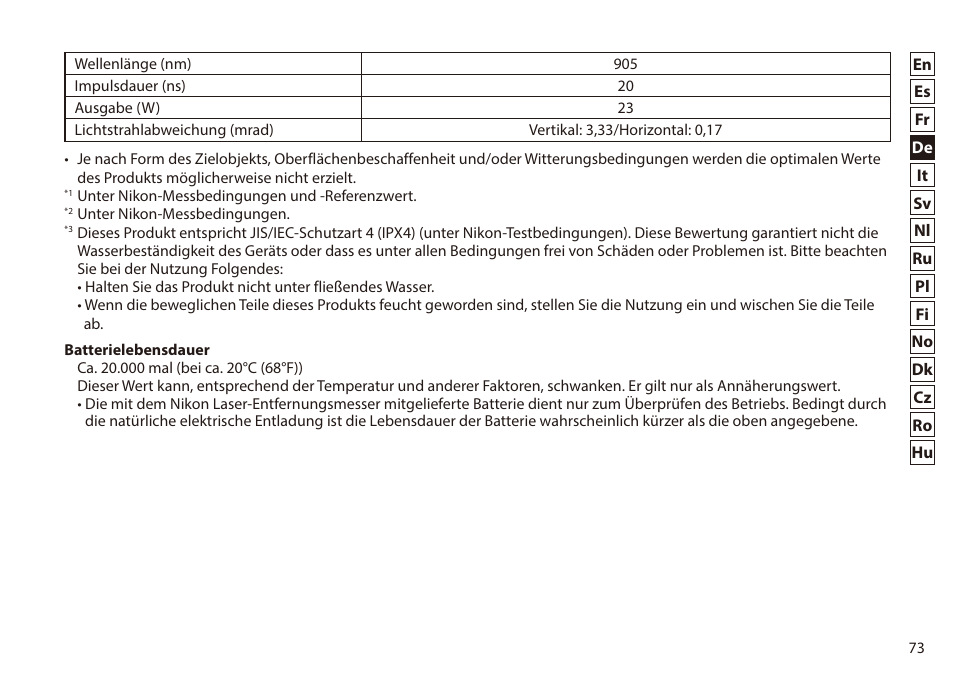 Nikon 6x20 Prostaff 1000 Rangefinder User Manual | Page 73 / 276