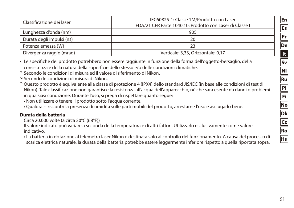 Nikon 6x20 Prostaff 1000 Rangefinder User Manual | Page 91 / 276