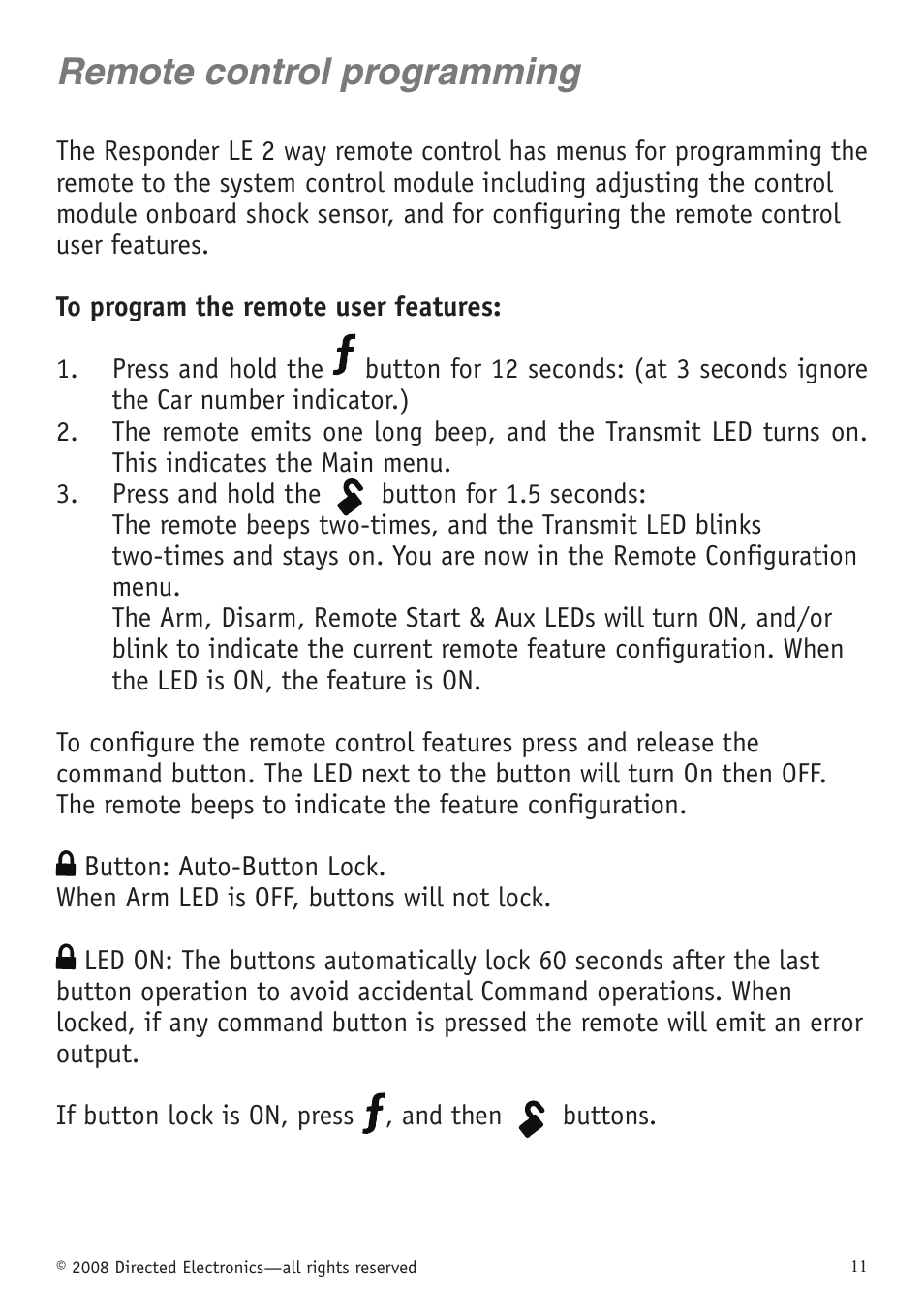 Remote control programming | Directed Electronics VIPER 5701 User Manual | Page 17 / 56