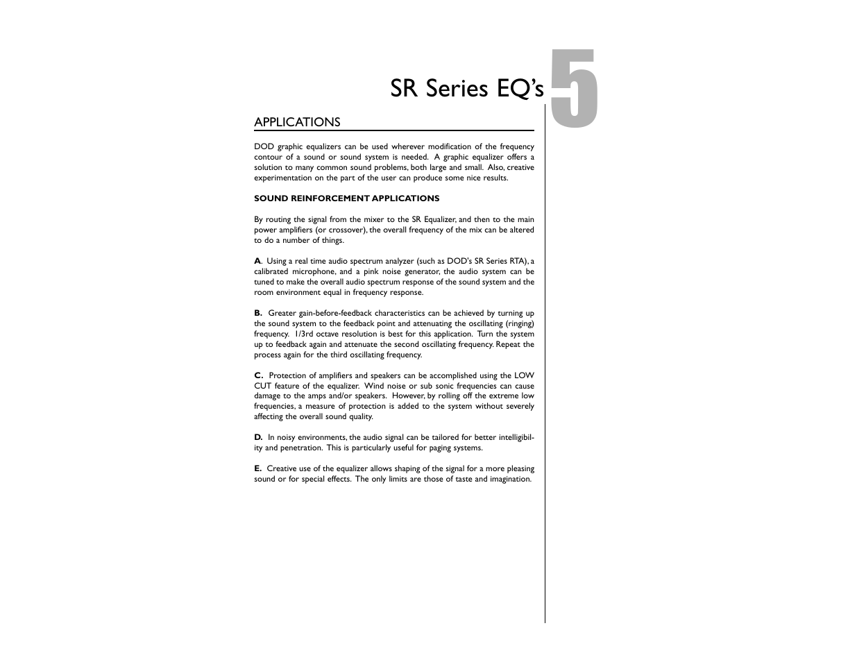 Sr series eq’s | DOD SR830ZXLR User Manual | Page 7 / 14