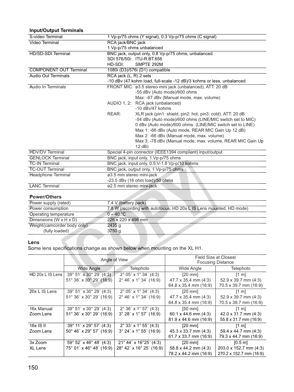 Canon XLH1 User Manual | Page 150 / 157