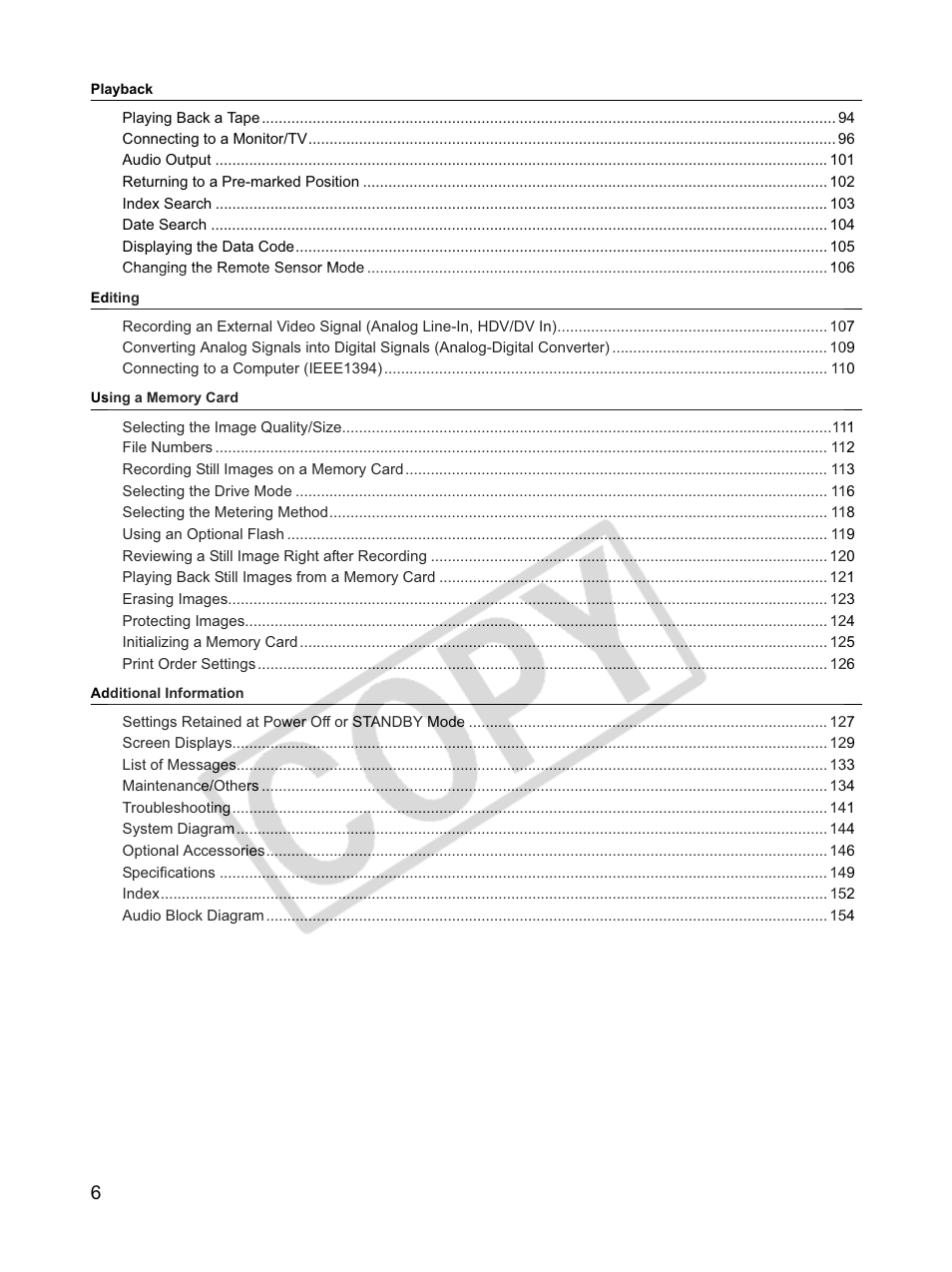 Canon XLH1 User Manual | Page 6 / 157