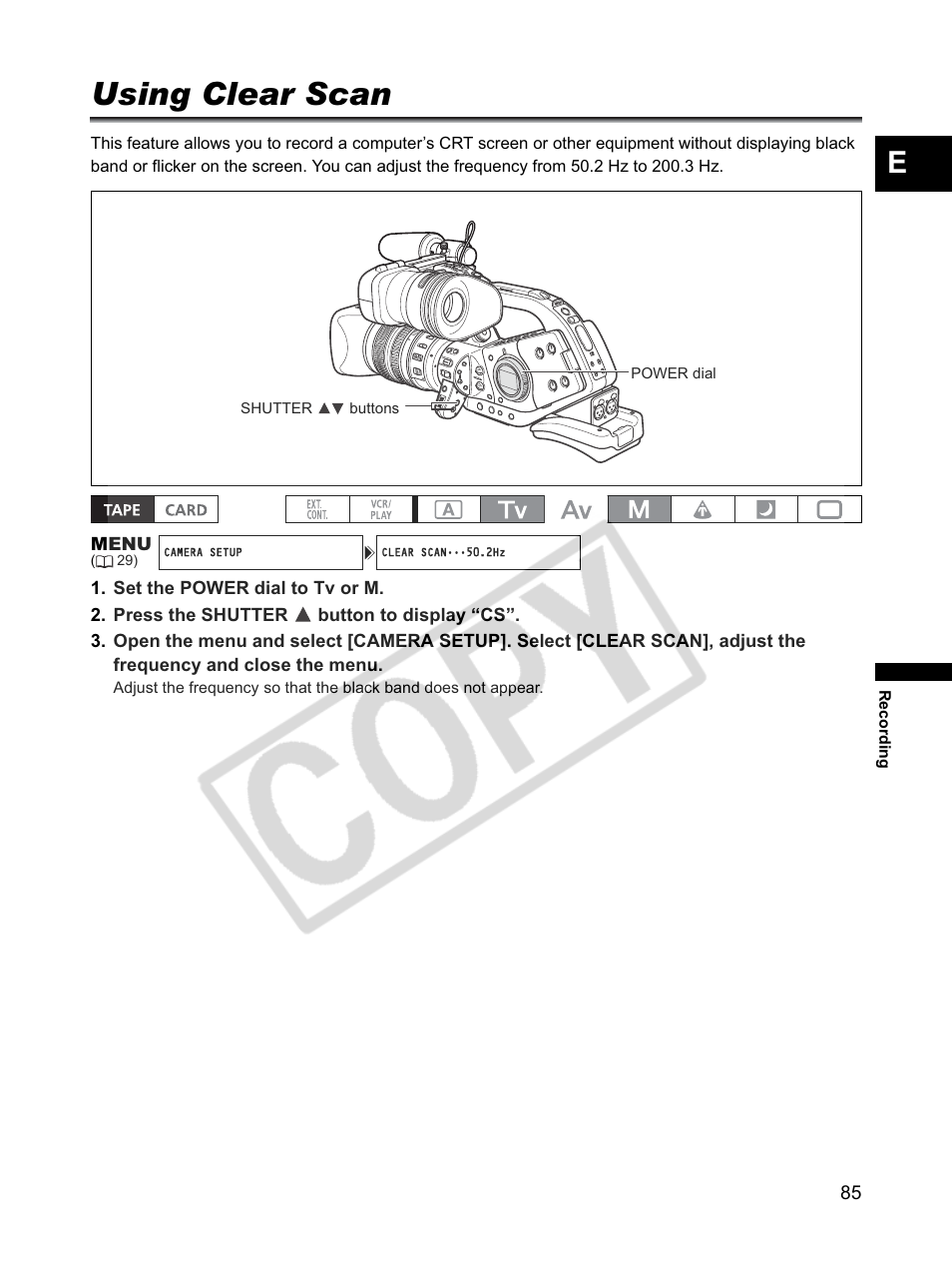 Using clear scan | Canon XLH1 User Manual | Page 85 / 157