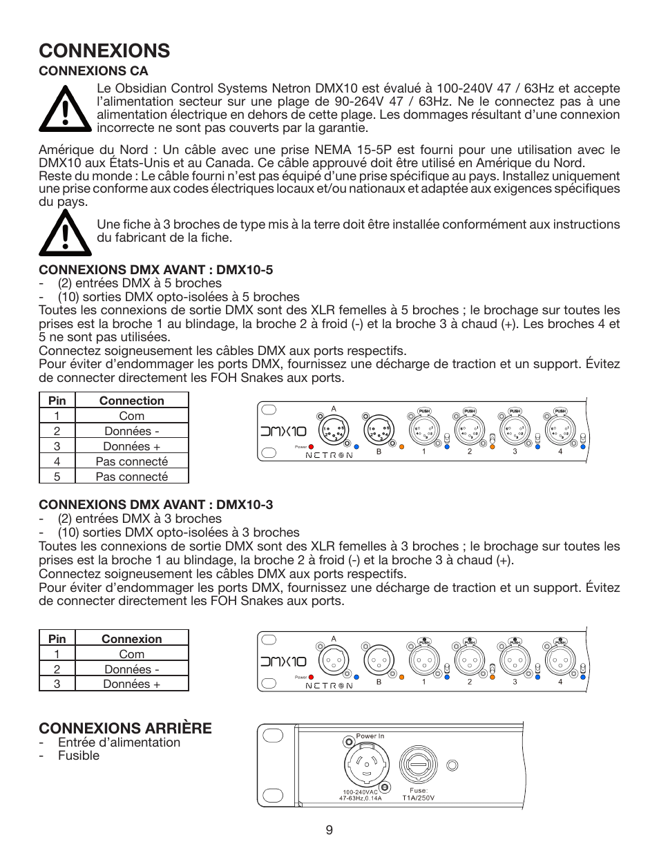 Connexions | Obsidian NETRON DMX10-3 10-Port DMX Splitter with Assignable 3-Pin XLR DMX Outputs User Manual | Page 24 / 30