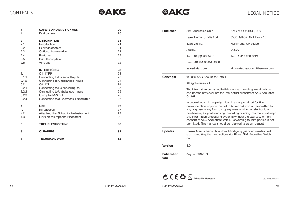 Akg C411 PP Miniature Condenser Pickup Microphone to 3-Pin XLR Male Cable (10', Matte Black) User Manual | Page 10 / 33