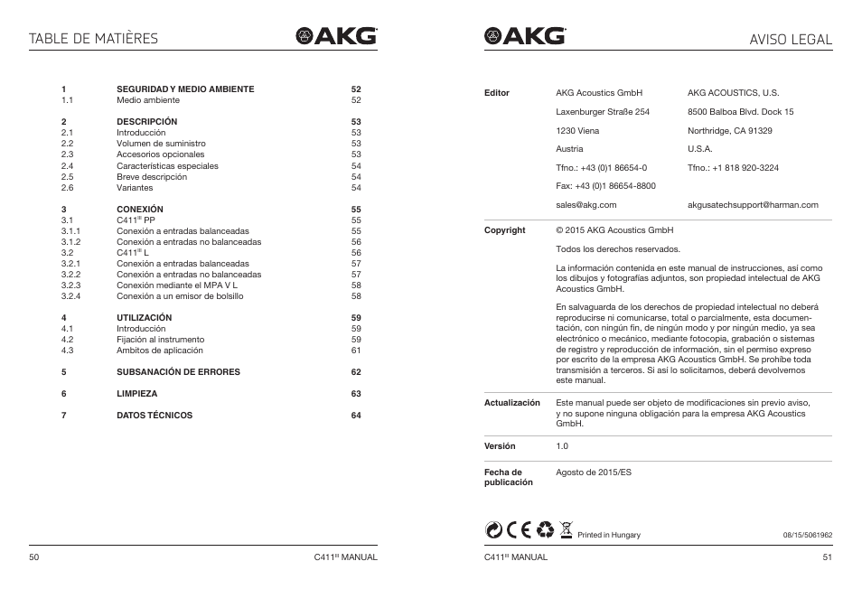Akg C411 PP Miniature Condenser Pickup Microphone to 3-Pin XLR Male Cable (10', Matte Black) User Manual | Page 26 / 33