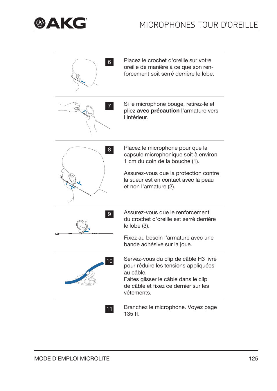 Microphones tour d'oreille | Akg LC81 MD Reference Lightweight Cardioid Lavalier Microphone (Black) User Manual | Page 125 / 208