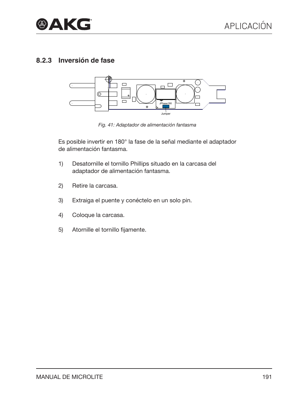 3 inversión de fase, Inversión de fase, Aplicación | Akg LC81 MD Reference Lightweight Cardioid Lavalier Microphone (Black) User Manual | Page 191 / 208