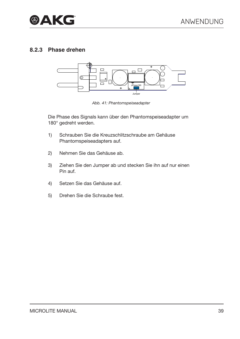 3 phase drehen, Phase drehen, Anwendung | Akg LC81 MD Reference Lightweight Cardioid Lavalier Microphone (Black) User Manual | Page 39 / 208