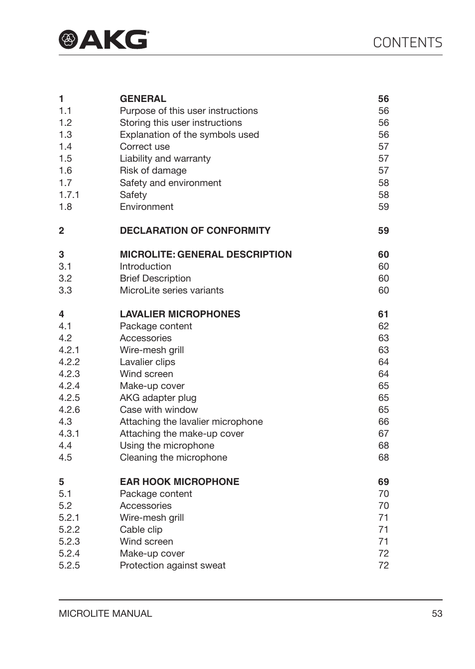 Akg LC81 MD Reference Lightweight Cardioid Lavalier Microphone (Black) User Manual | Page 53 / 208