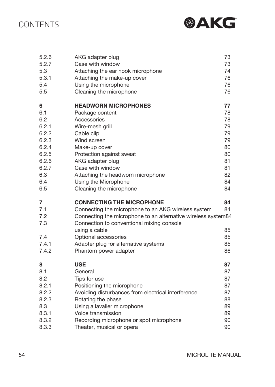 Akg LC81 MD Reference Lightweight Cardioid Lavalier Microphone (Black) User Manual | Page 54 / 208