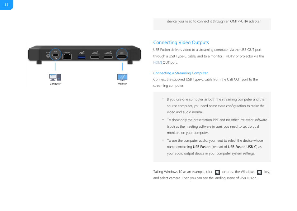 Connecting video outputs | Magewell USB Fusion HDMI & USB Video Capture Device User Manual | Page 11 / 166