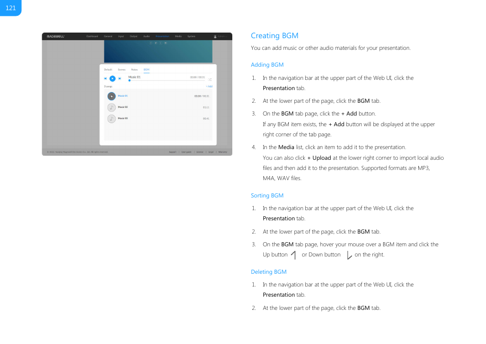 Creating bgm | Magewell USB Fusion HDMI & USB Video Capture Device User Manual | Page 121 / 166