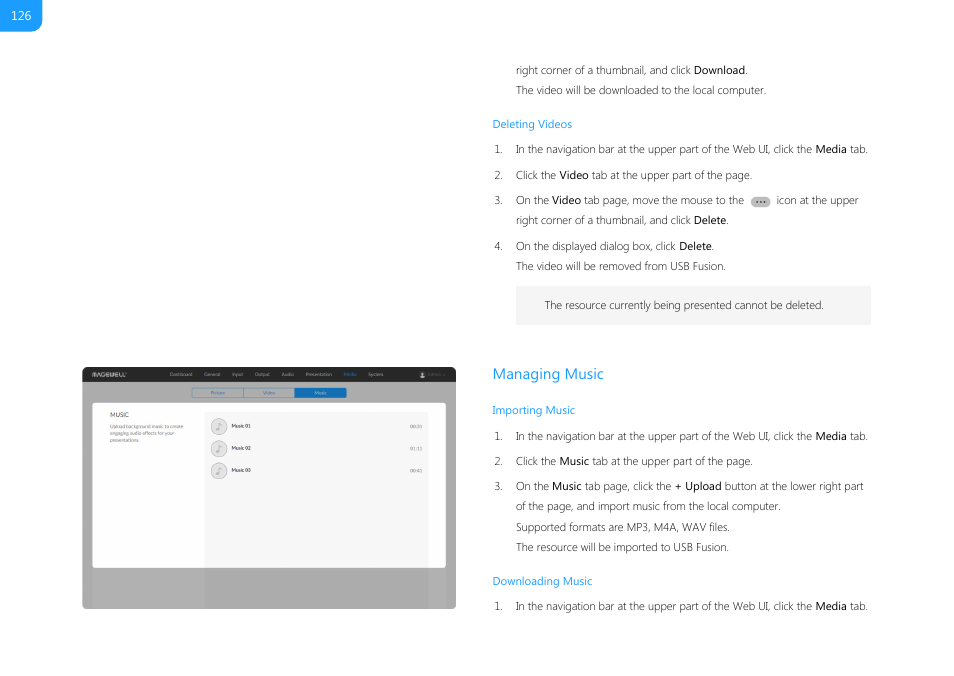 Managing music | Magewell USB Fusion HDMI & USB Video Capture Device User Manual | Page 126 / 166