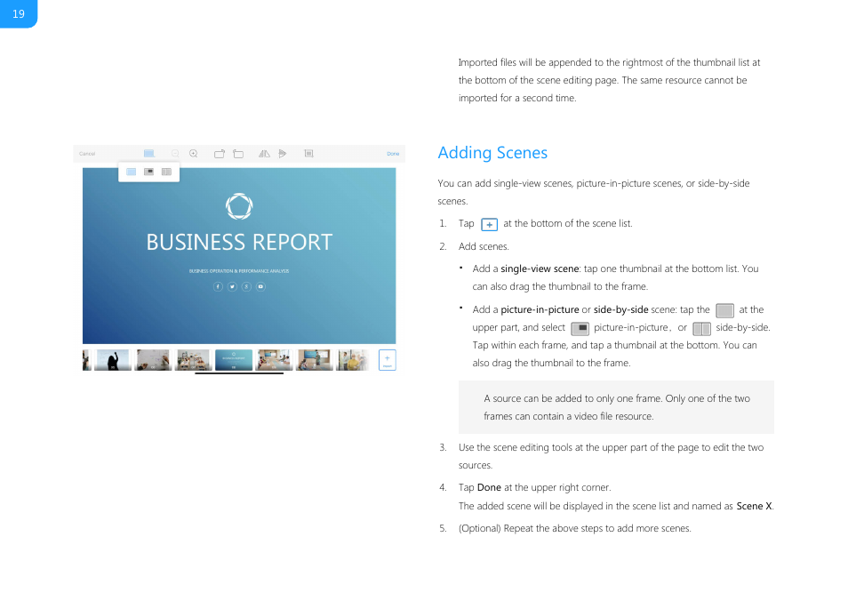 Adding scenes | Magewell USB Fusion HDMI & USB Video Capture Device User Manual | Page 19 / 166