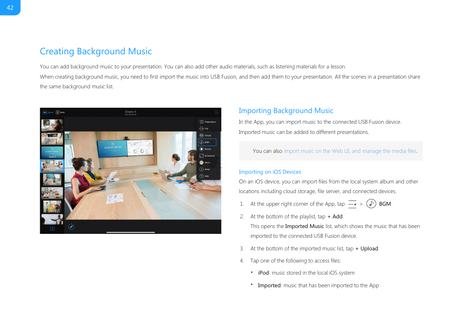 Creating background music, Importing background music | Magewell USB Fusion HDMI & USB Video Capture Device User Manual | Page 42 / 166