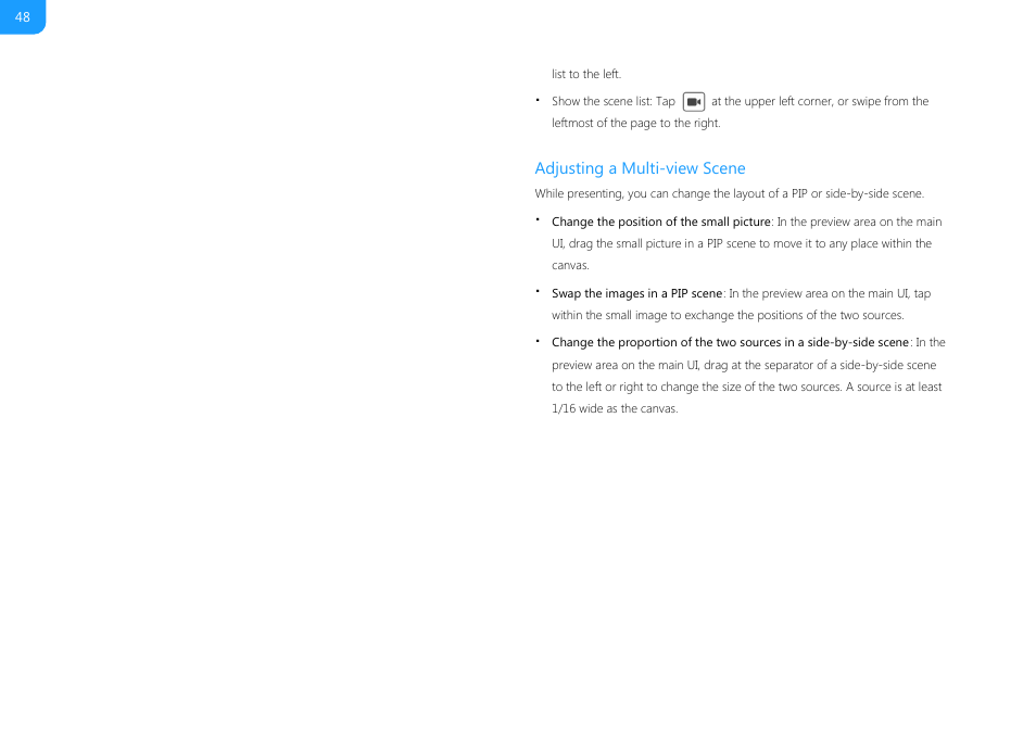 Adjusting a multi-view scene | Magewell USB Fusion HDMI & USB Video Capture Device User Manual | Page 48 / 166