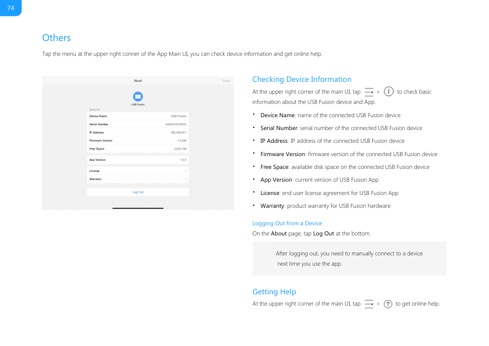 Others, Checking device information, Getting help | Magewell USB Fusion HDMI & USB Video Capture Device User Manual | Page 74 / 166