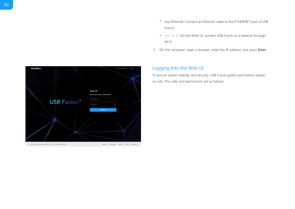 Logging into the web ui | Magewell USB Fusion HDMI & USB Video Capture Device User Manual | Page 80 / 166
