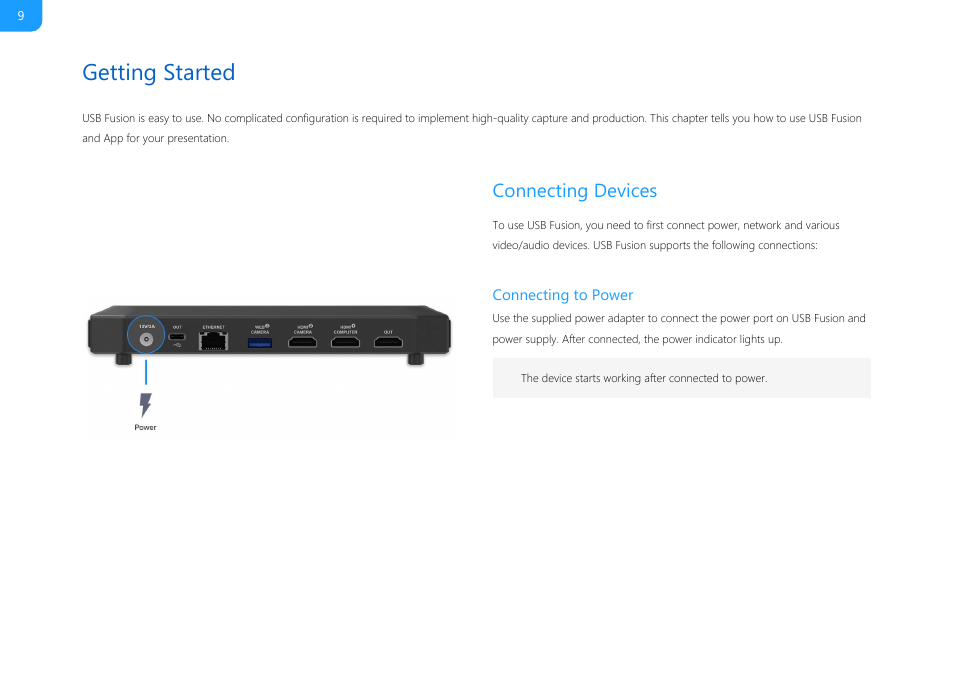 Getting started, Connecting devices | Magewell USB Fusion HDMI & USB Video Capture Device User Manual | Page 9 / 166