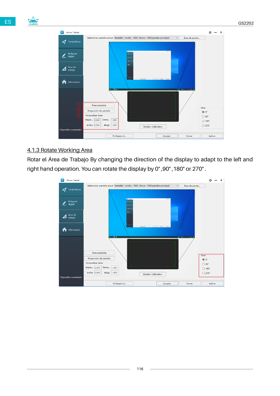 2 configuración de las teclas presionables | Huion Kamvas 22 Plus Pen Display User Manual | Page 116 / 125