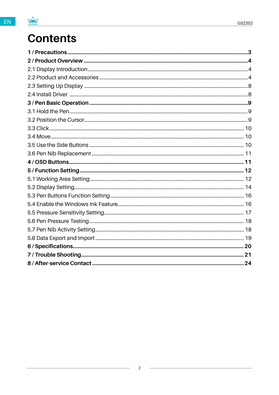 Huion Kamvas 22 Plus Pen Display User Manual | Page 2 / 125