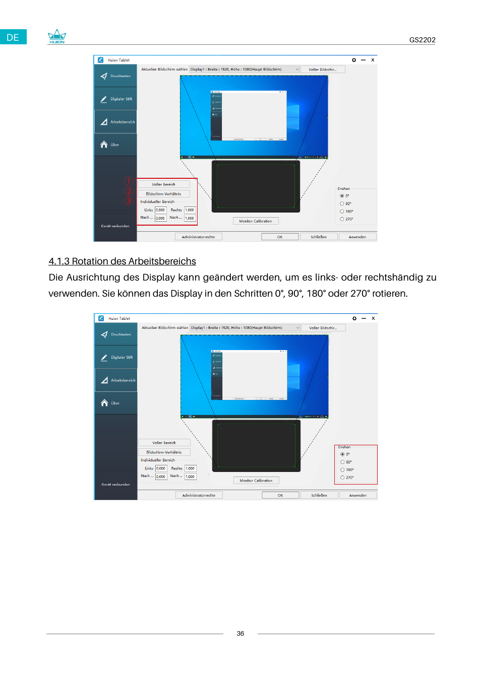 2 druckschalter-funktionseinstellungen | Huion Kamvas 22 Plus Pen Display User Manual | Page 36 / 125