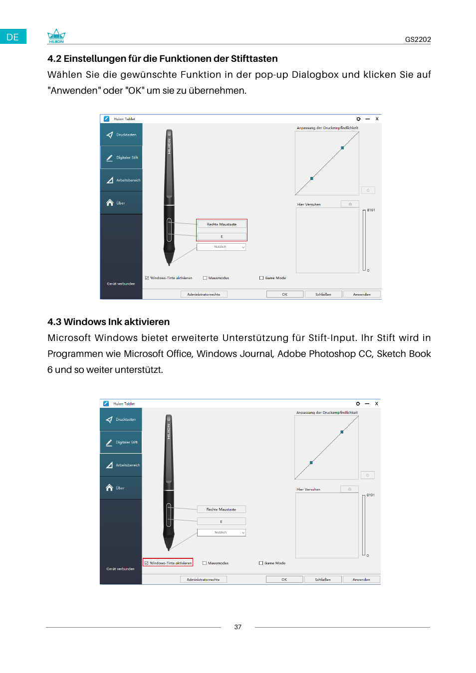 Huion Kamvas 22 Plus Pen Display User Manual | Page 37 / 125