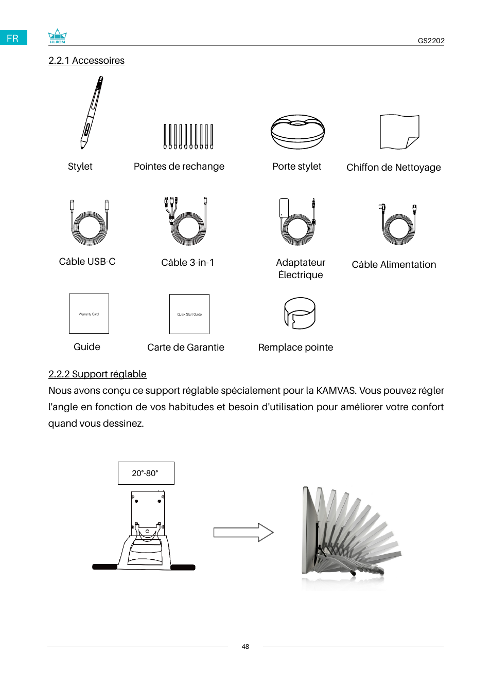 3 configuration de l'écran | Huion Kamvas 22 Plus Pen Display User Manual | Page 48 / 125