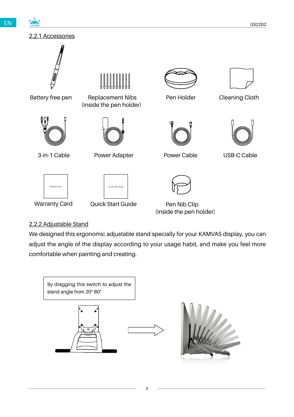 Huion Kamvas 22 Plus Pen Display User Manual | Page 5 / 125