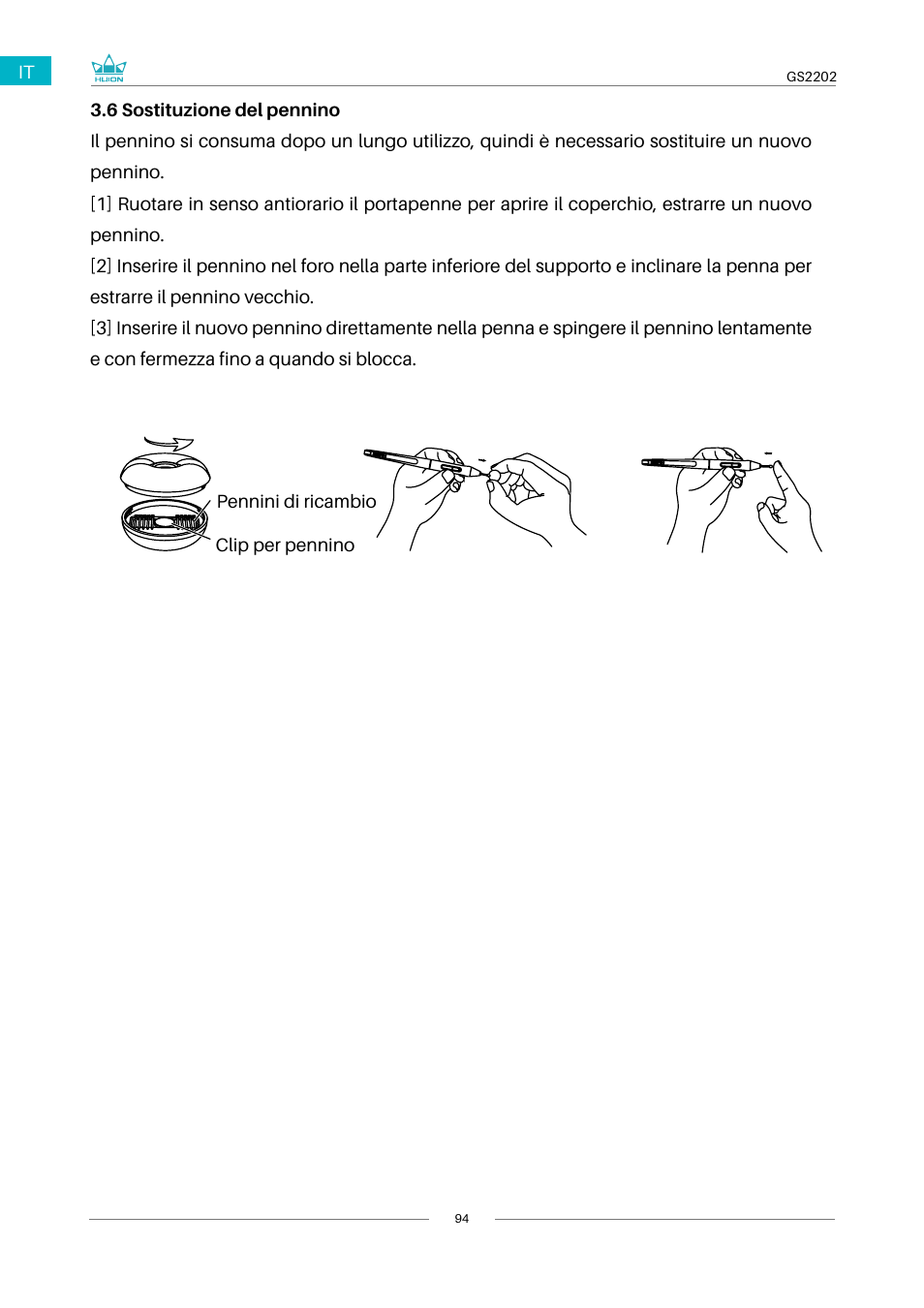 6 sostituzione del pennino | Huion Kamvas 22 Plus Pen Display User Manual | Page 94 / 125
