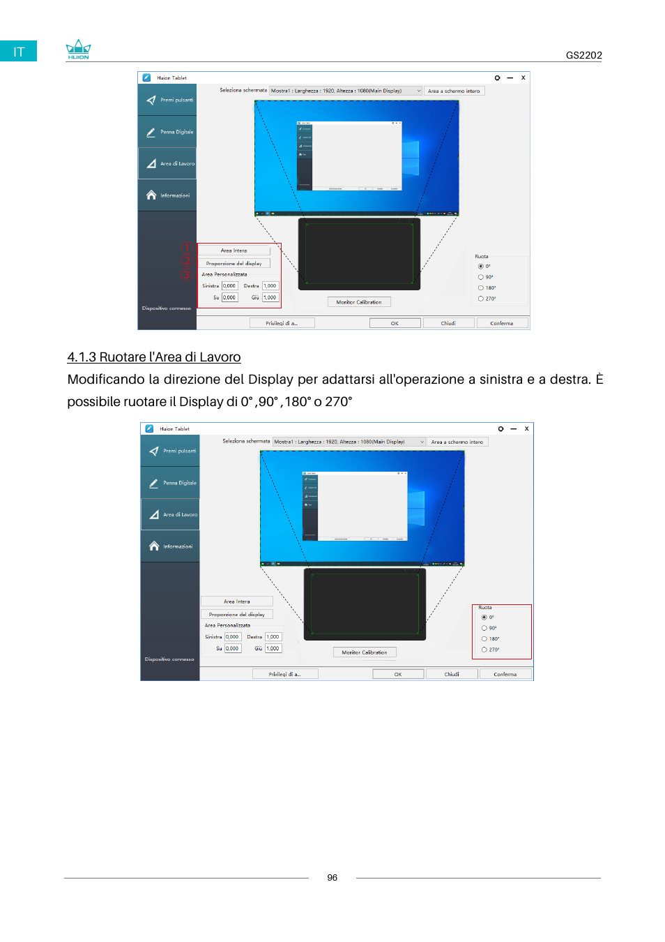 2 impostazione funzione dei tasti a pressione | Huion Kamvas 22 Plus Pen Display User Manual | Page 96 / 125