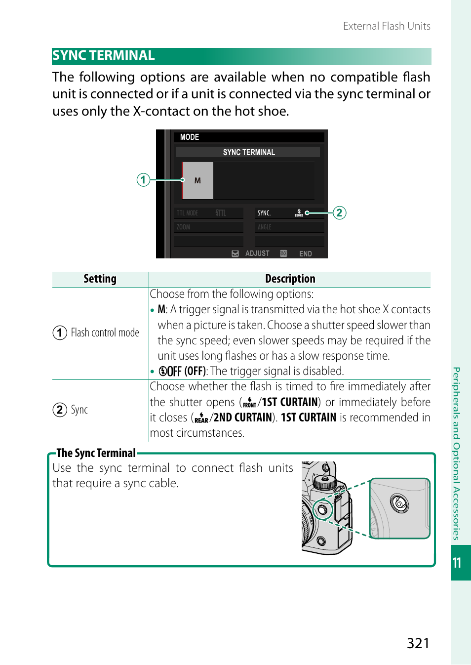 Sync terminal | FujiFilm X-H2 Mirrorless Camera User Manual | Page 345 / 404