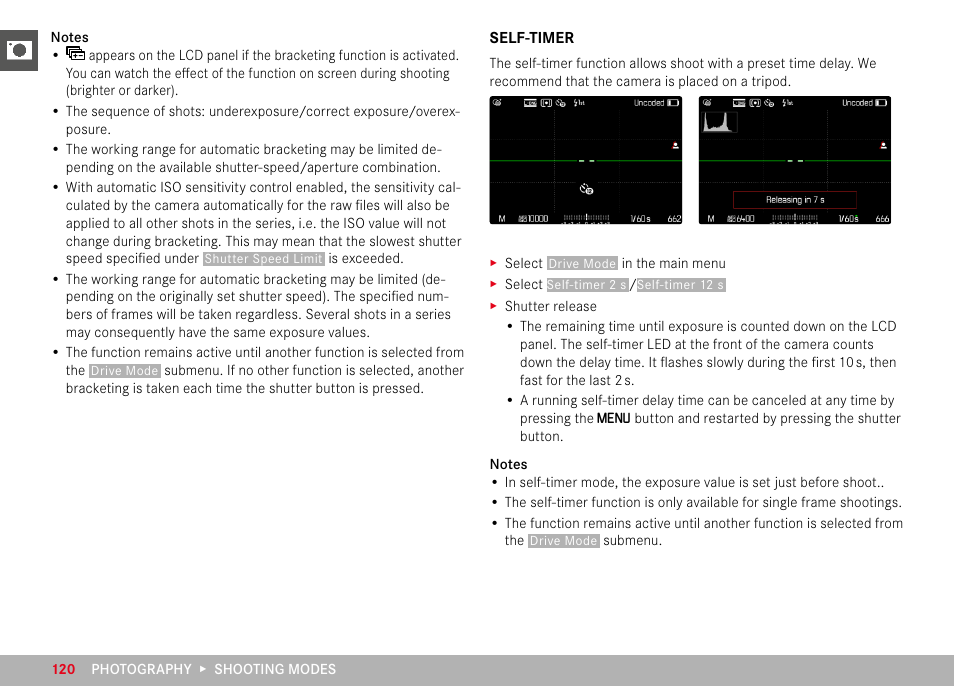 Self-timer | LEICA M11 Monochrom Rangefinder Camera User Manual | Page 120 / 185