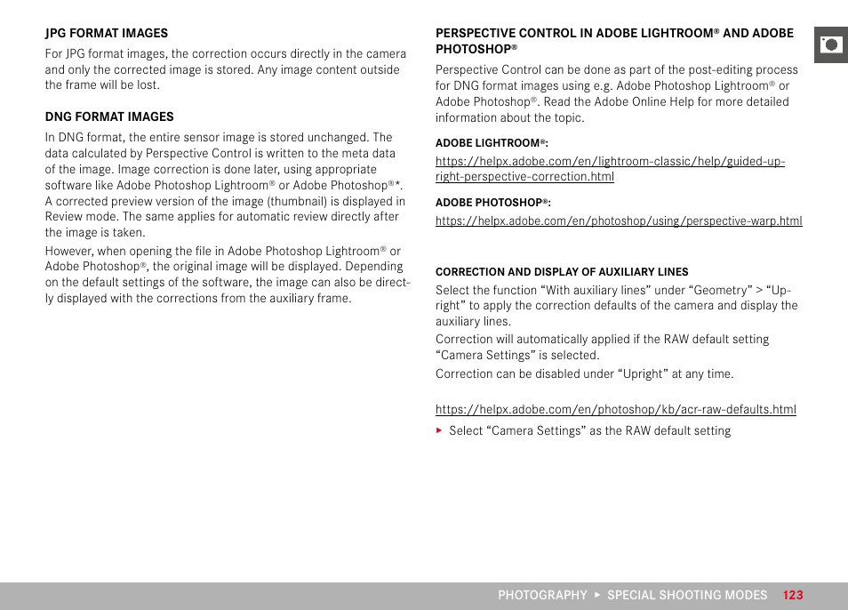 Jpg format images, Dng format images, And adobe photoshop | LEICA M11 Monochrom Rangefinder Camera User Manual | Page 123 / 185