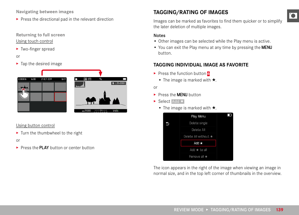 Tagging/rating of images | LEICA M11 Monochrom Rangefinder Camera User Manual | Page 139 / 185