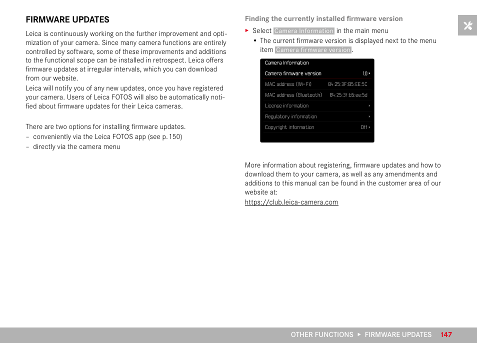 Firmware updates | LEICA M11 Monochrom Rangefinder Camera User Manual | Page 147 / 185