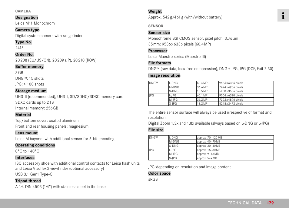 LEICA M11 Monochrom Rangefinder Camera User Manual | Page 179 / 185