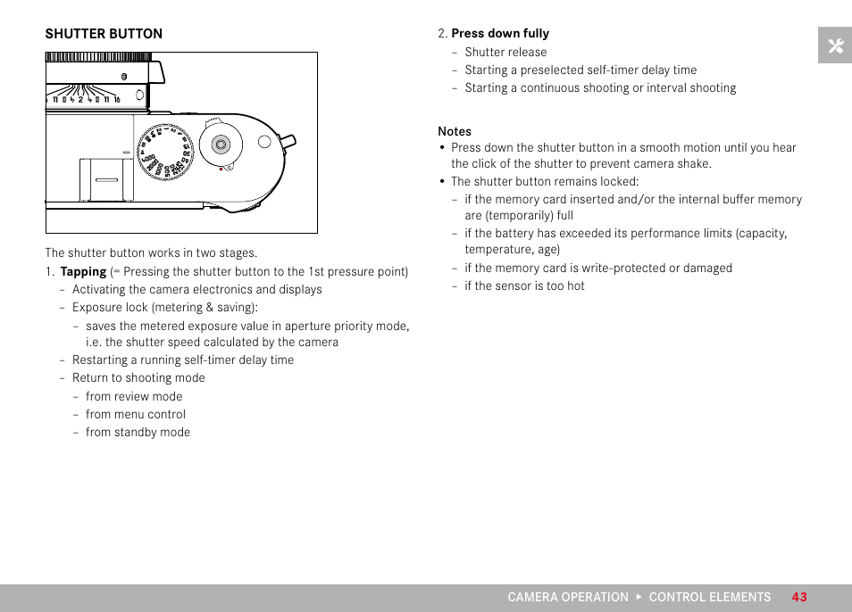 Shutter button | LEICA M11 Monochrom Rangefinder Camera User Manual | Page 43 / 185